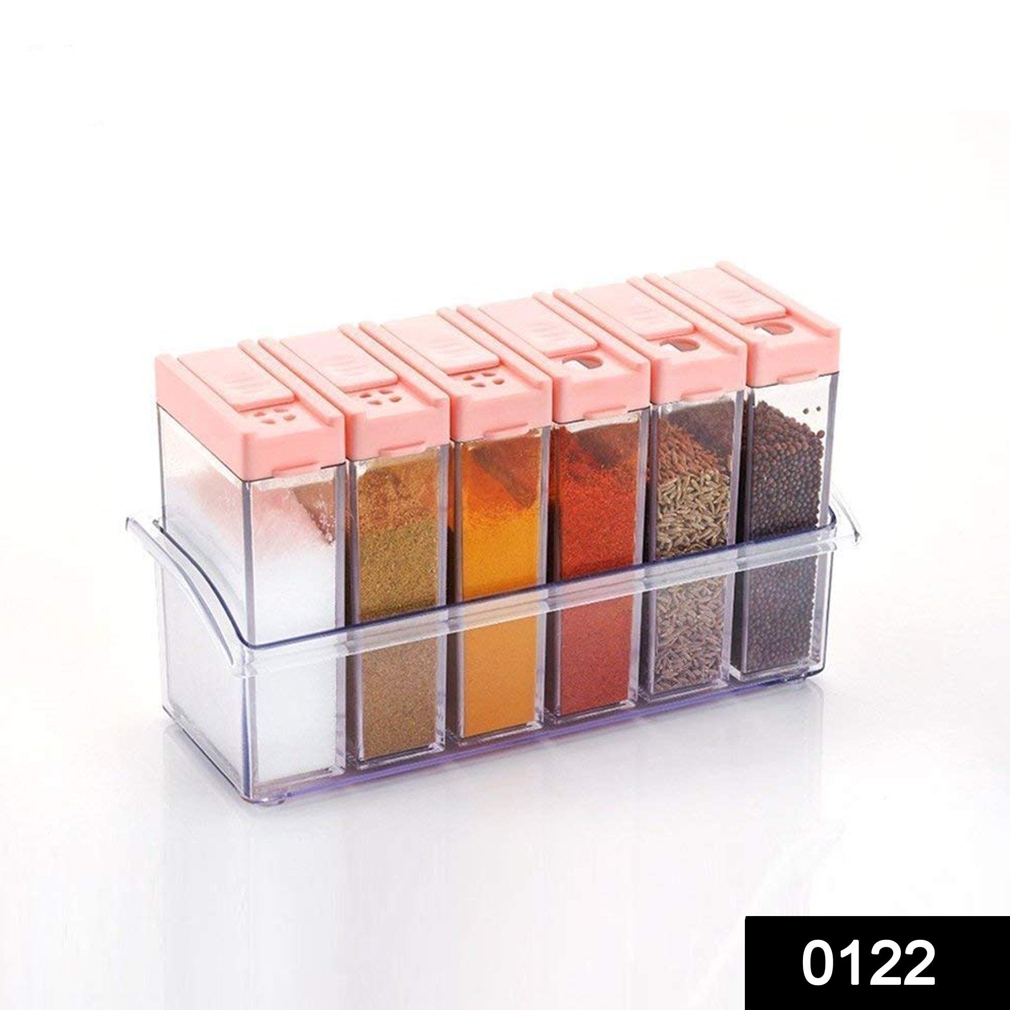 0122 Plastic Spice Jars (6 pcs, 14x22x8cm, Multicolour) - SkyShopy 0122 Plastic Spice Jars (6 pcs, 14x22x8cm, Multicolour) - SkyShopy